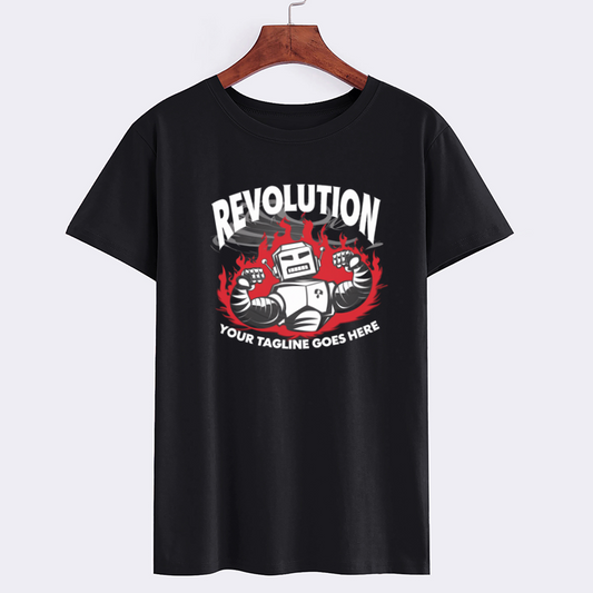 Revolution Robot Graphic T-Shirt - Unique Black Tee