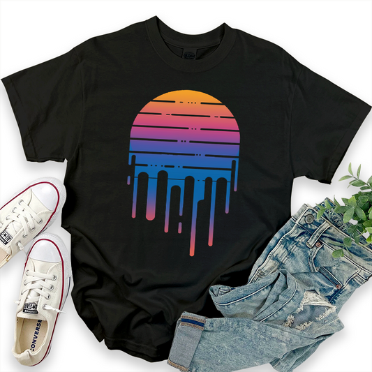 Casual Pattern Top with Sun Element