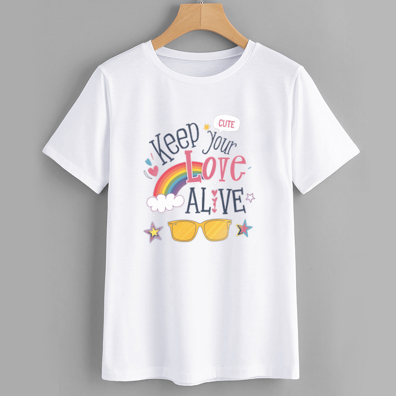 Sunshine Rainbow Cotton Graphic T-Shirt