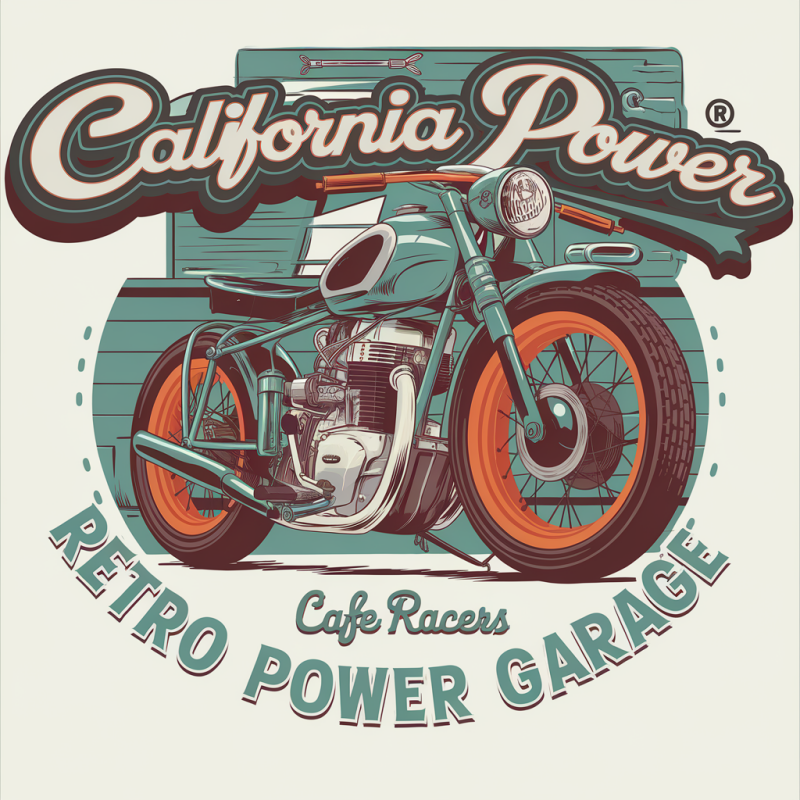 California Power Retro Motorcycle Graphic T-Shirt