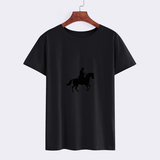 Men's Black Horse Riding Silhouette T-Shirt