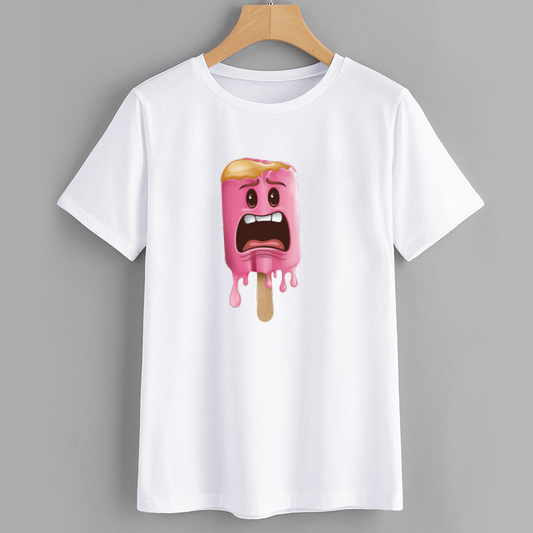 Cartoon Ice Cream Meltdown Graphic T-Shirt