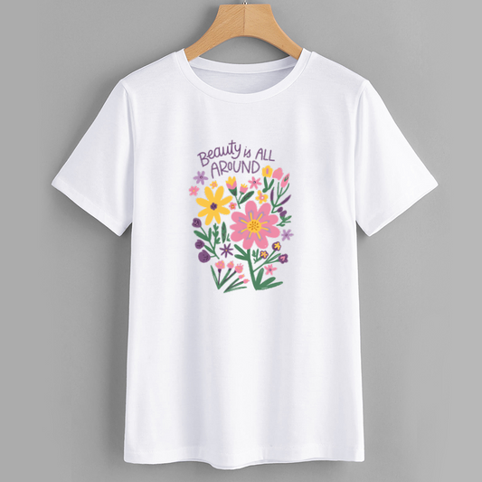 Floral Beauty is All Around Graphic T-Shirt