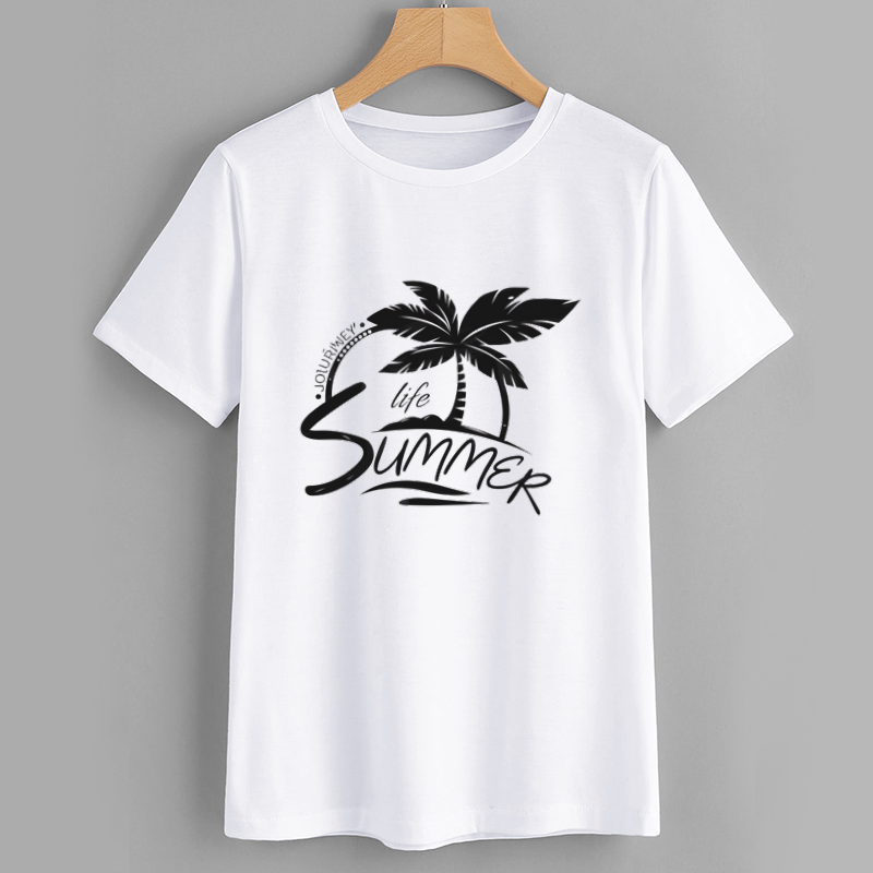 Summer Life Graphic T-Shirt with Palm Tree Design