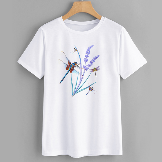 Dragonfly and Lavender Graphic T-Shirt