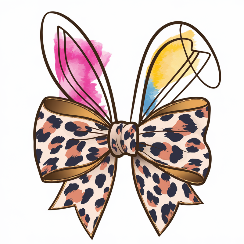 Leopard Print Bow Graphic T-Shirt