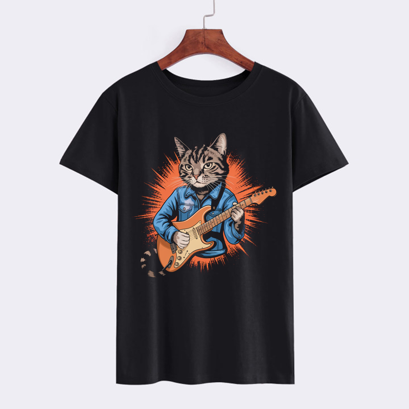 Rockstar Cat Graphic T-Shirt