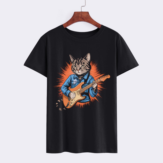 Rockstar Cat Graphic T-Shirt