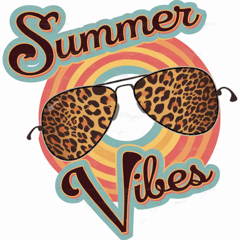 Leopard Print Sunglasses Summer Vibes T-Shirt