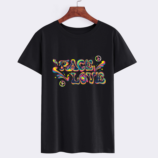 Peace Love Graphic T-Shirt - Trendy Black Tee