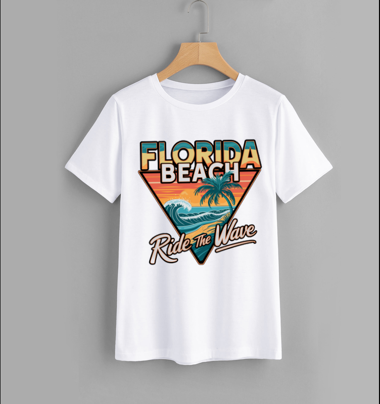 Florida Beach Ride The Wave Graphic T-Shirt