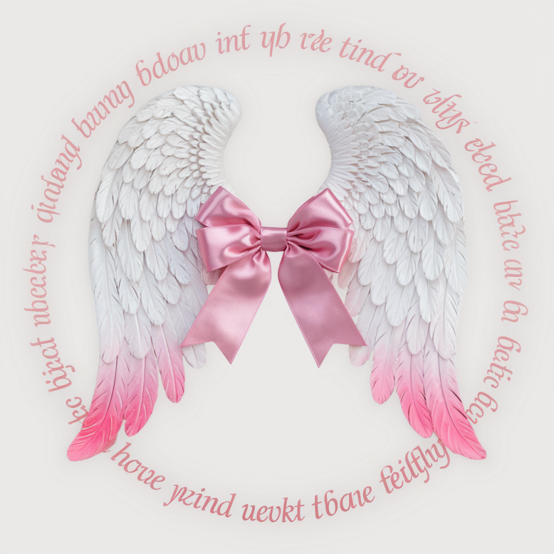 Angel Wings Graphic T-Shirt with Pink Ribbon