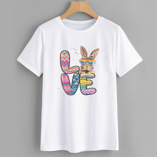 Rainbow Sunglasses Rabbit Love Cotton T-Shirt