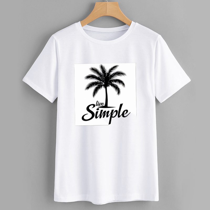 Live Simple Palm Tree Graphic T-Shirt