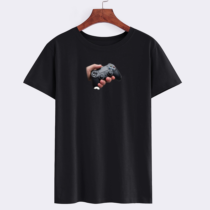 Black Gaming T-Shirt with Controller Graphic
