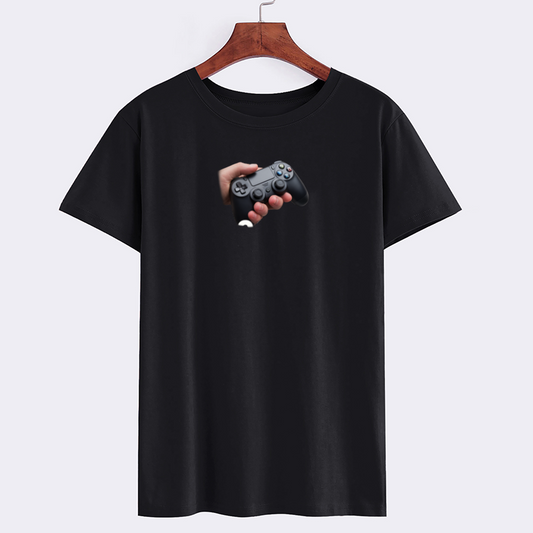 Black Gaming T-Shirt with Controller Graphic