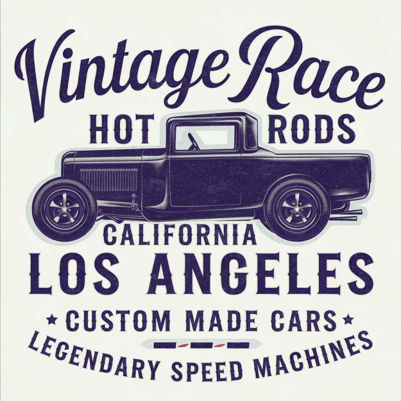 Vintage Race Hot Rods California Los Angeles T-Shirt