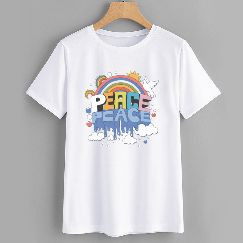 Peace Rainbow Graphic Cotton T-Shirt