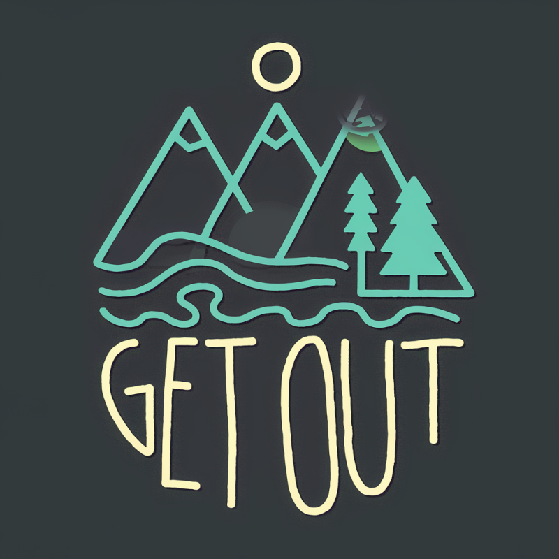 Black Get Out Graphic T-Shirt with Mountain Design