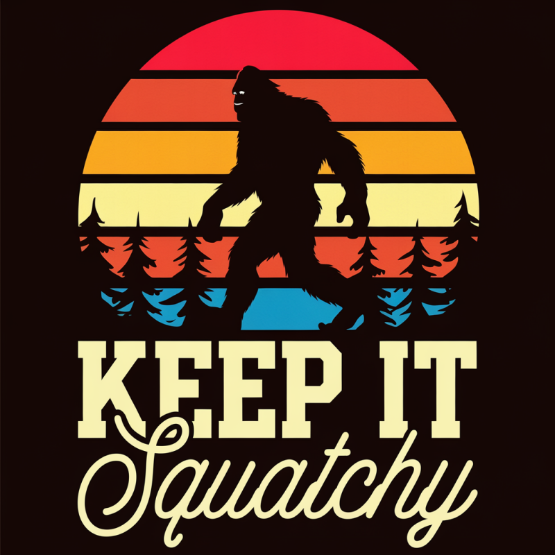 Retro Keep It Squatchy Bigfoot Cotton T-Shirt