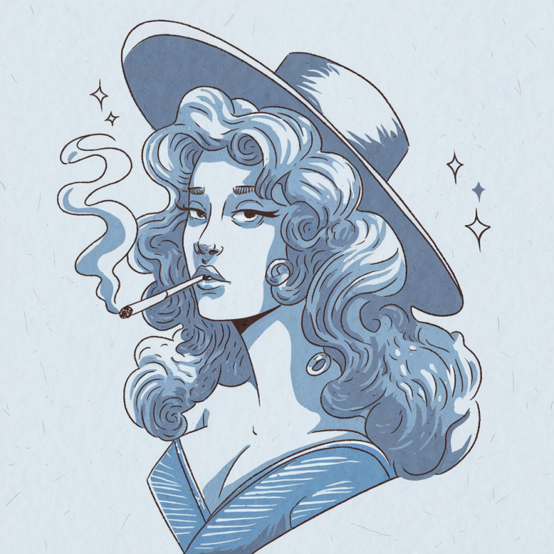 Artistic Graphic T-Shirt with Blue Lady Design