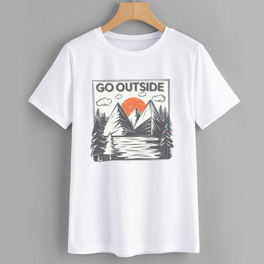 GO OUTSIDE Mountain Graphic Tee - Nature Inspired T-Shirt