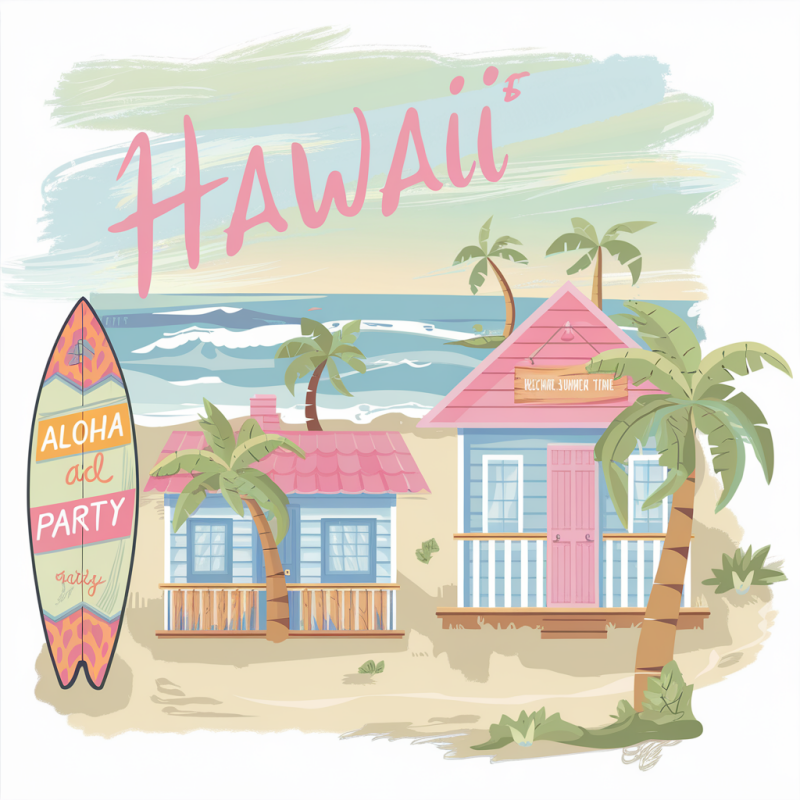 Hawaii Surfing Graphic T-Shirt for Beach Lovers
