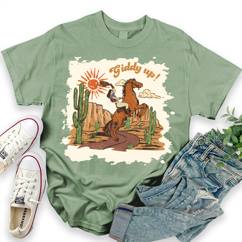 Giddy Up Western Cowgirl Pattern Top