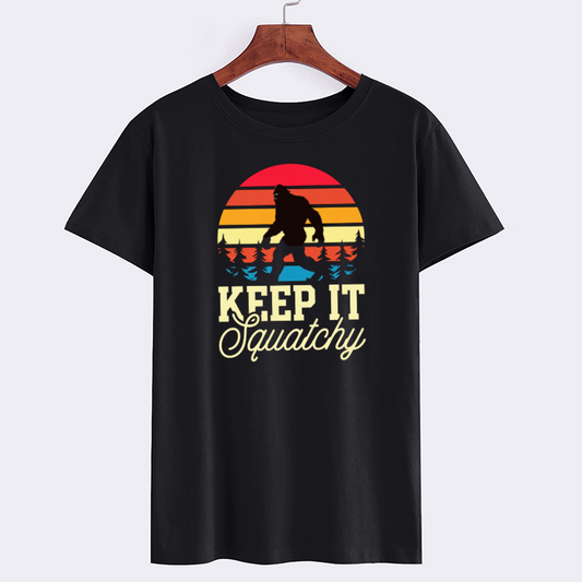 Retro Keep It Squatchy Bigfoot Cotton T-Shirt