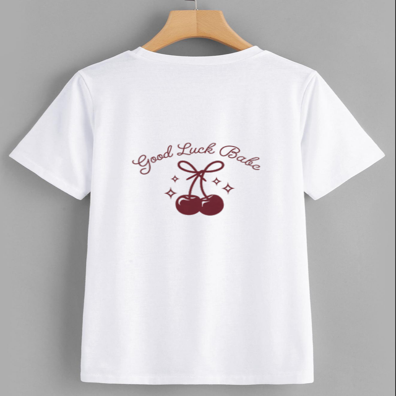 Good Luck Babe Cherry Graphic T-Shirt
