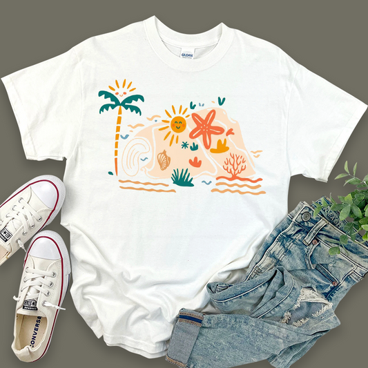 Tropical Marine Floral Casual Pattern Top