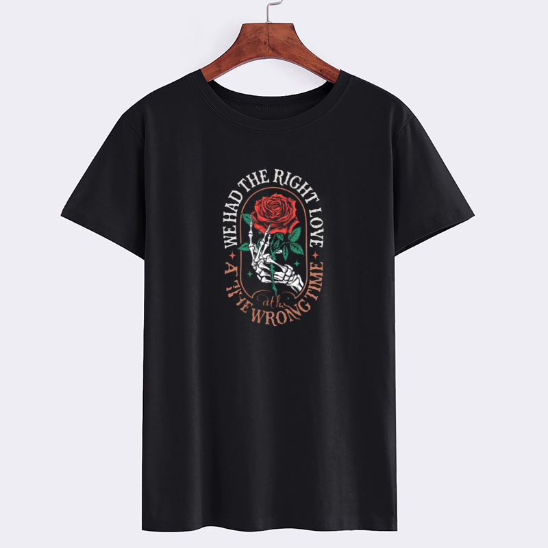 Skeleton Hand Rose Graphic T-Shirt