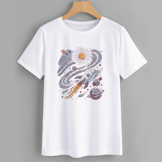 Cosmic Adventure Rocket Graphic T-Shirt