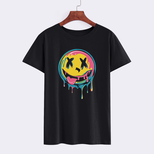 Dripping Smiley Face Graphic T-Shirt