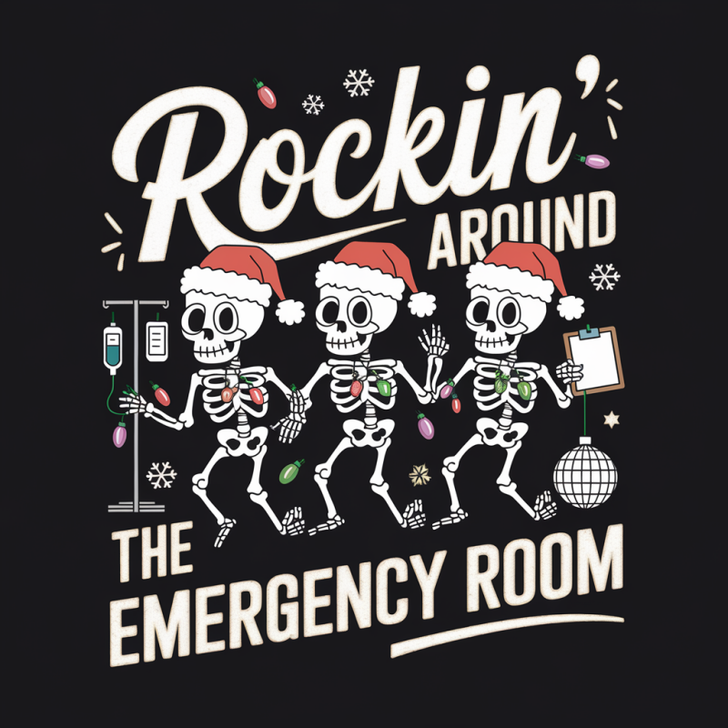 Rockin' Around the Emergency Room Skeleton T-Shirt