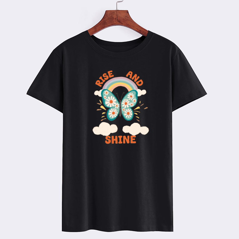 Butterfly Floral Graphic Cotton T-Shirt
