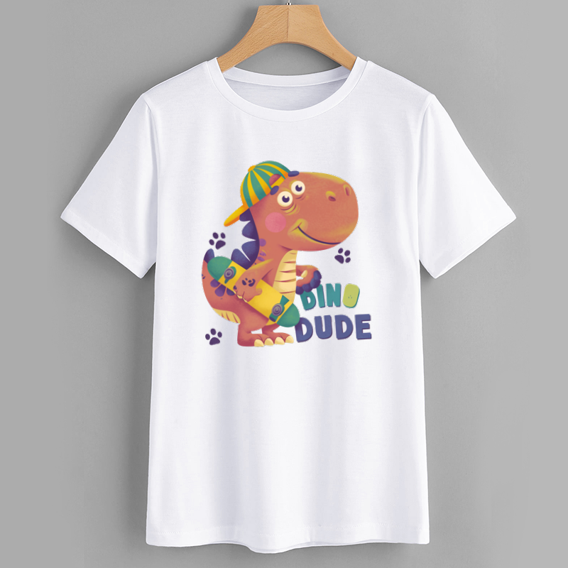 Dino Dude Cartoon Graphic T-Shirt for Kids