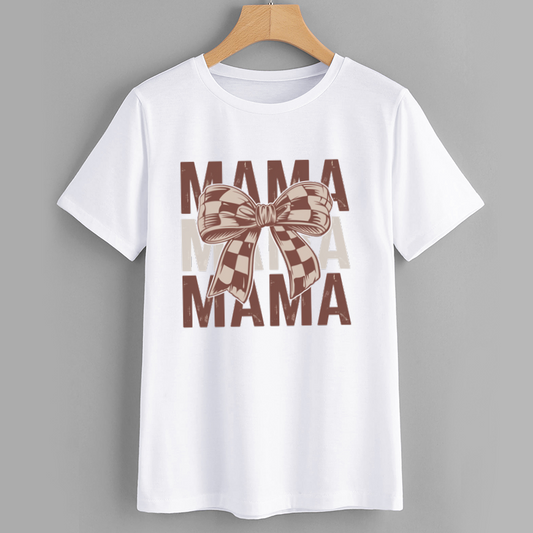 Cotton MAMA Graphic T-Shirt with Brown Bow