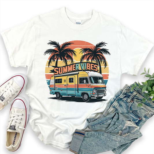 Summer Vibes Beach Pattern T-shirt