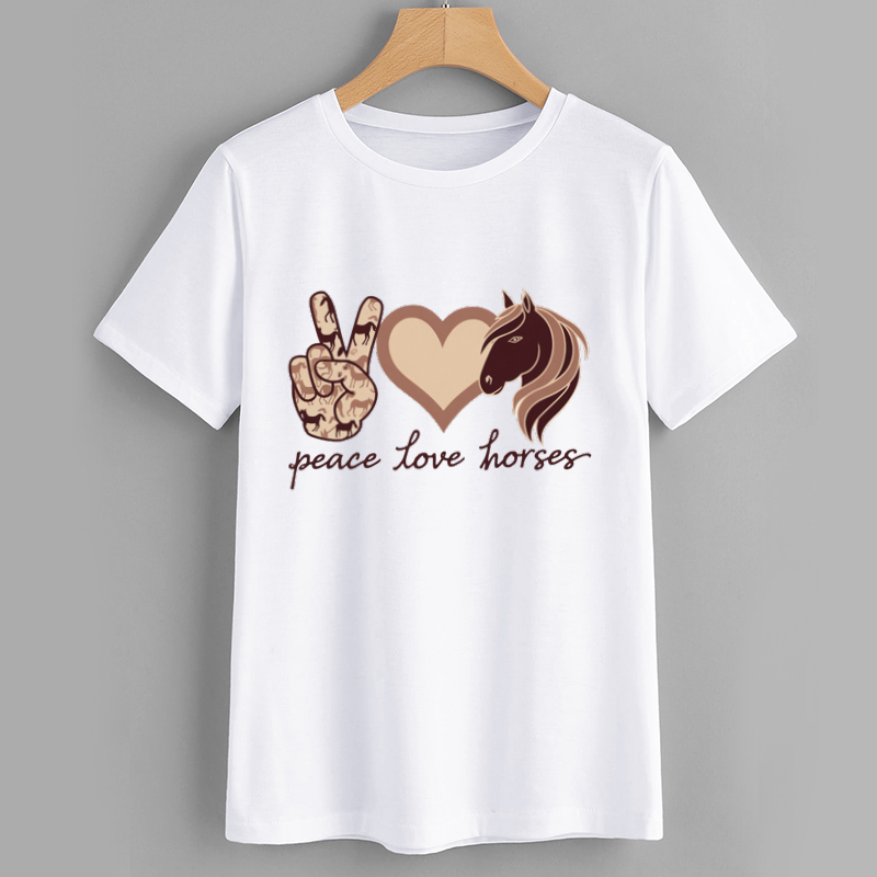 Peace Love Horses Graphic T-Shirt