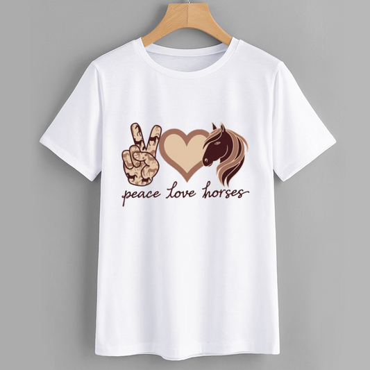 Peace Love Horses Graphic T-Shirt