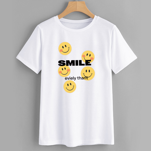 Smile Graphic T-Shirt with Happy Faces