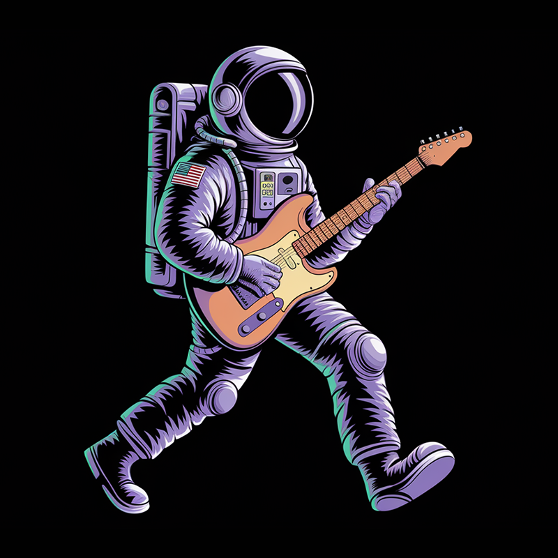 Astronaut Guitar Graphic T-Shirt