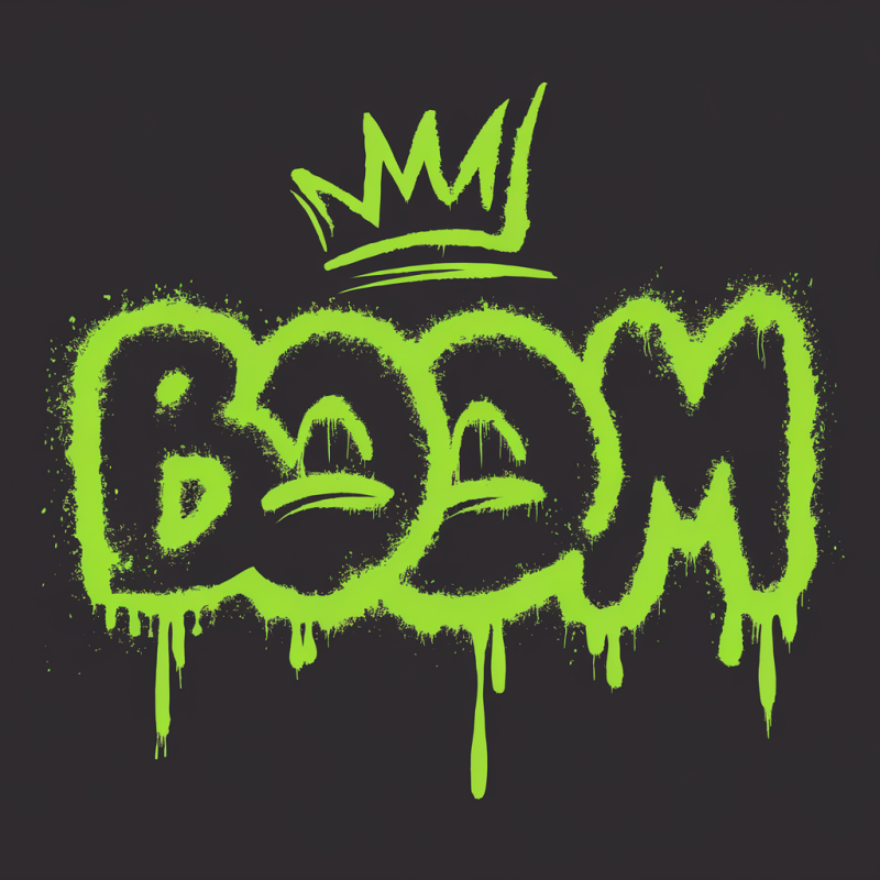 BOOM Graphic Black T-Shirt with Drip Effect