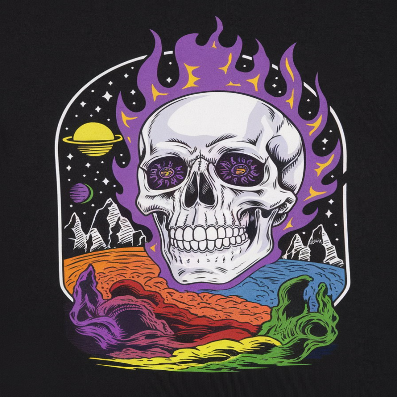 Vibrant Skull Graphic T-Shirt with Cosmic Design