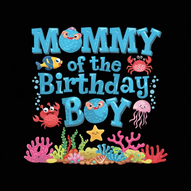 Mommy of the Birthday Boy Ocean Theme T-Shirt