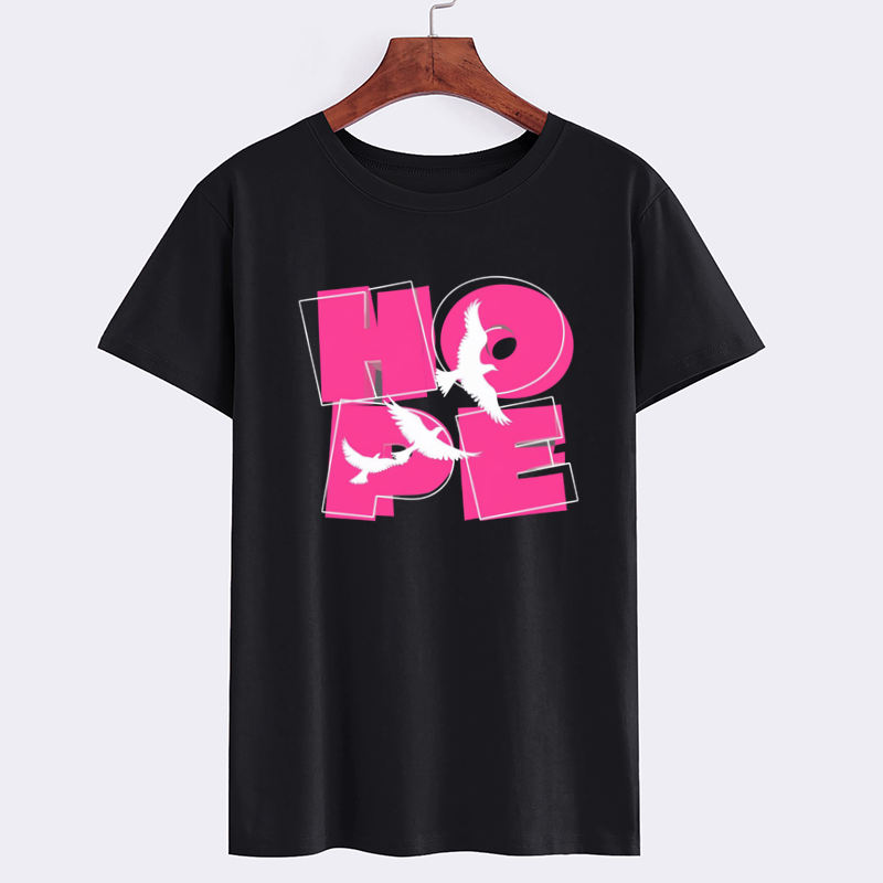 Black HOPE Graphic T-Shirt with Bird Design