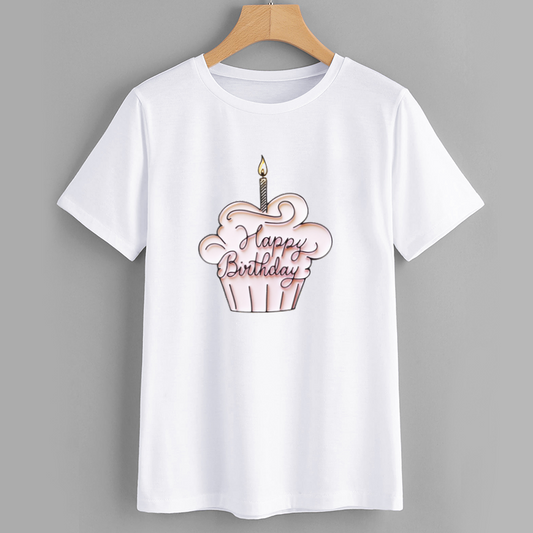 Cotton Birthday Cupcake Graphic T-Shirt