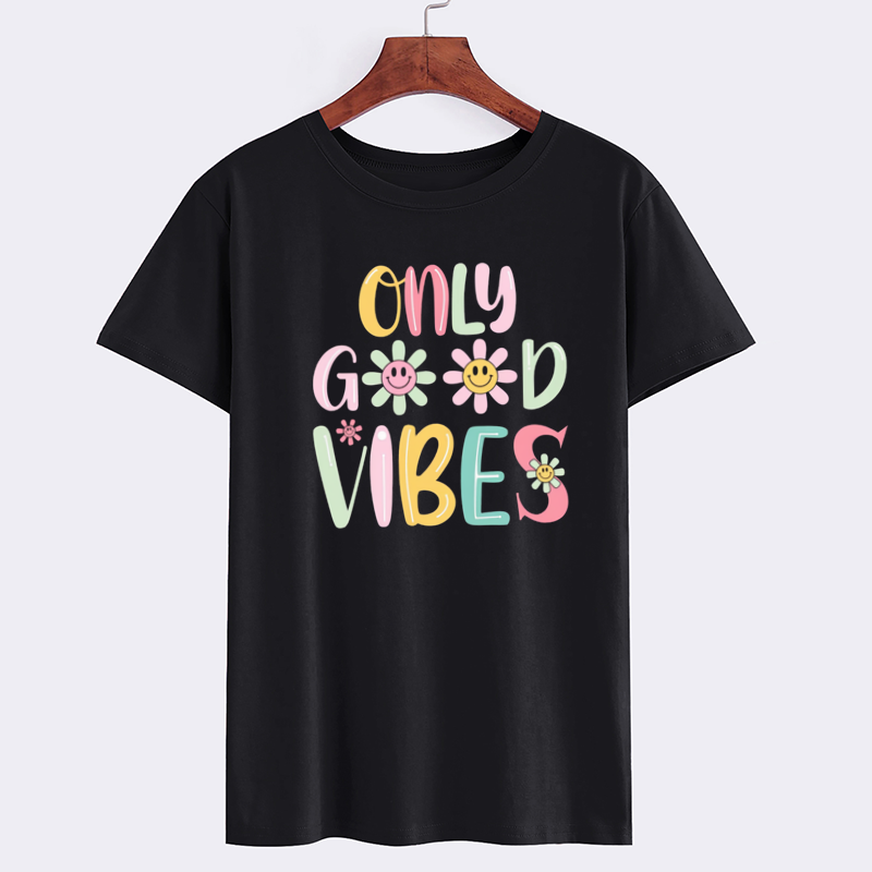 VibesArt Black Cotton Graphic T-Shirt