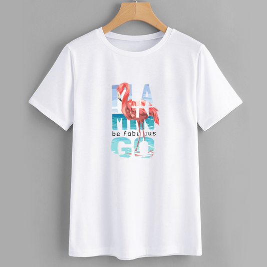 Flamingo Graphic T-Shirt - Be Fabulous Casual Tee